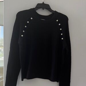 Alice + Olivia Black Sweater with Pearl Details